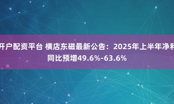 开户配资平台 横店东磁最新公告：2025年上半年净利同比预增49.6%-63.6%